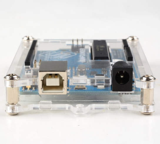 Uno R3 compatible with Arduino + Cable + Transparent acrylic case for Uno R31 www.prayogindia.in